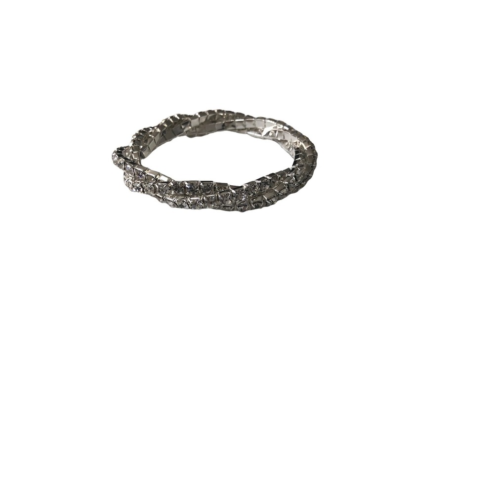 Austrian Crystal Stretch Bracelet‎ Women OS White 3 Row Glam Bridal